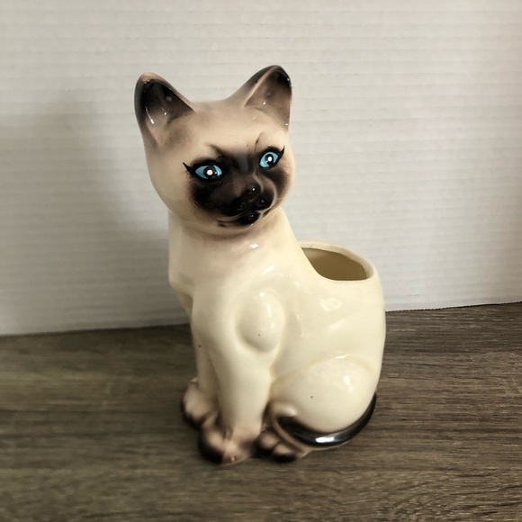 Vtg Mid Century Siamese Cat Planter - Picture 6 of 14